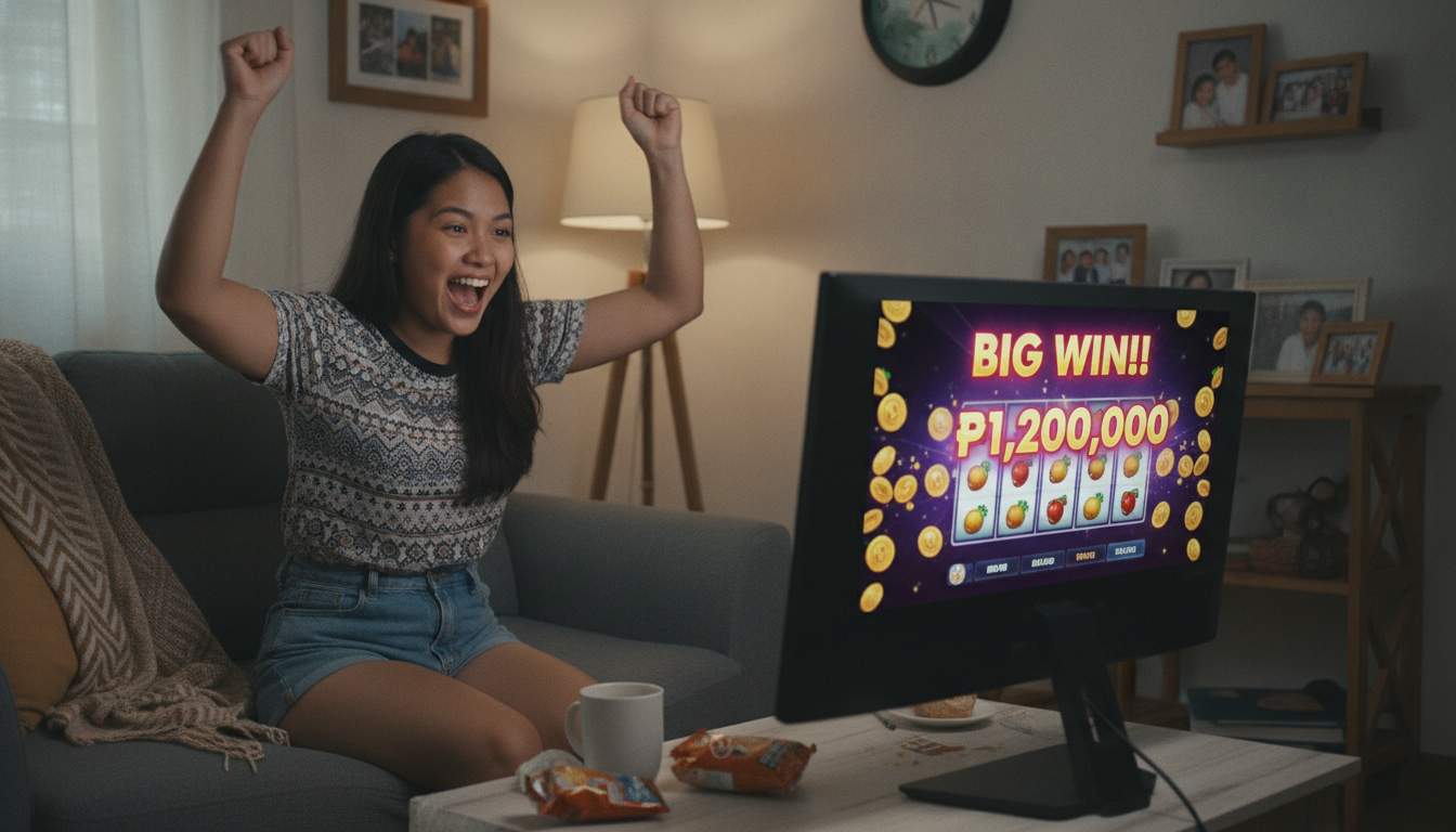 Join the Fun Woman celebrating a slot win